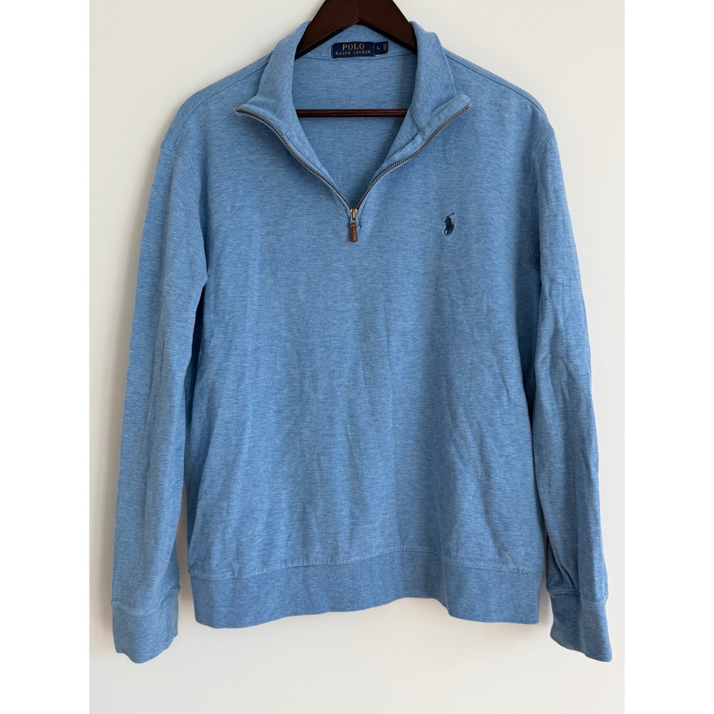 Polo Ralph Lauren Quarter Zip Pullover Mens Large Blue Preppy Minimalist
